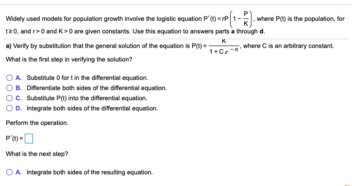 Solved Widely used models for population growth involve the | Chegg.com