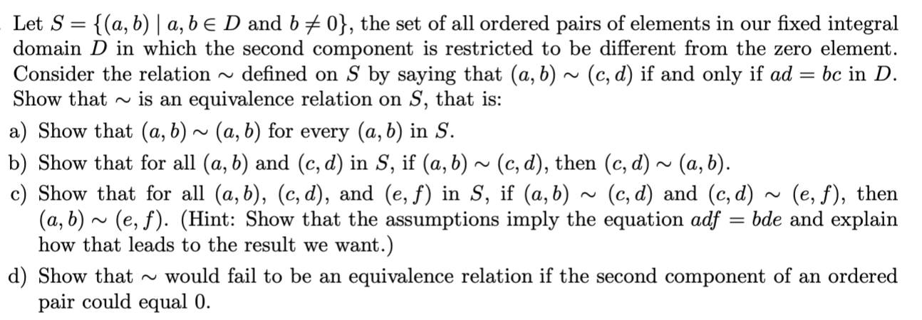 Solved Let S = {(a,b) | A, B E D And B +0}, The Set Of All | Chegg.com