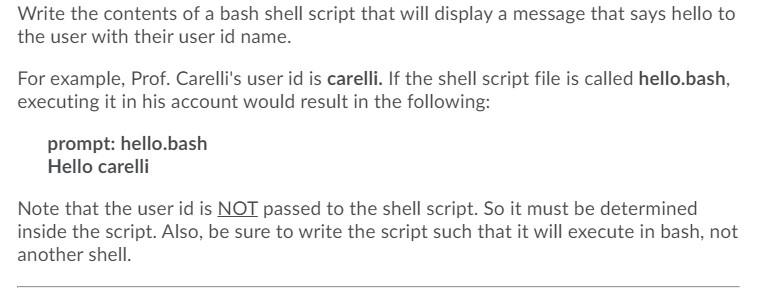 Solved Write the contents of a bash shell script that will | Chegg.com