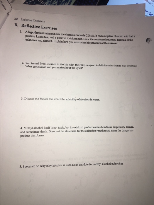 Solved EXPERIMENT 23 Alcohols and Phenols PR ELABORATORY