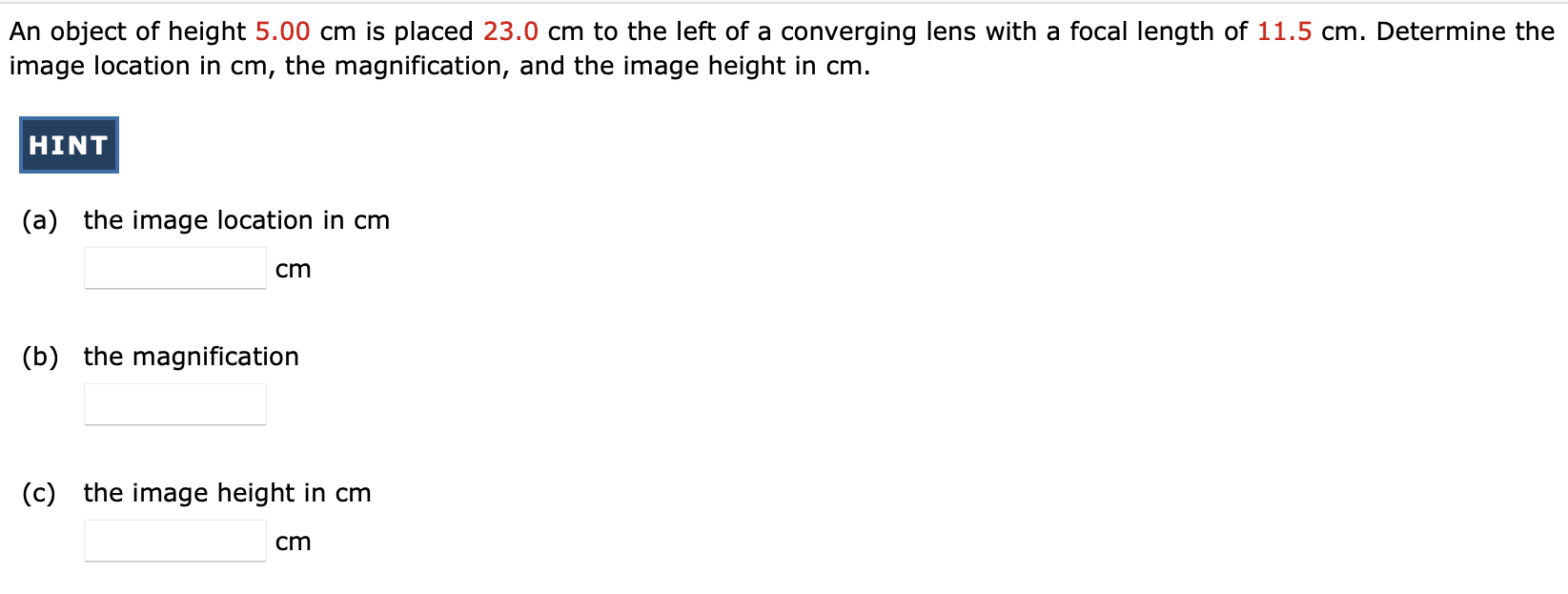 Solved An object of height 5.00 cm is placed 23.0 cm to the | Chegg.com