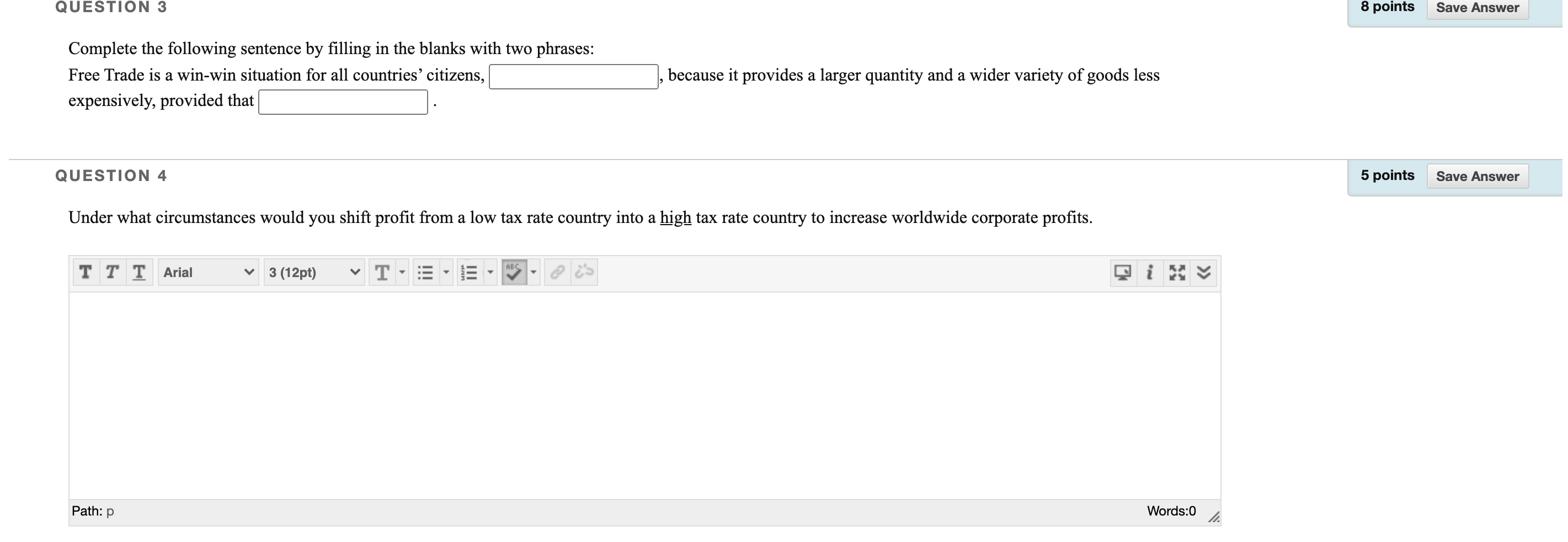 QUESTION 3 8 points Save Answer Complete the | Chegg.com