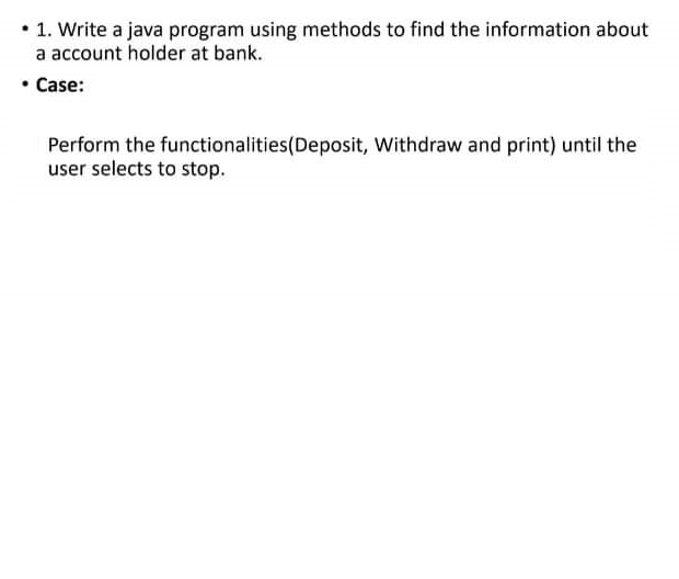 Solved • 1. Write a java program using methods to find the | Chegg.com