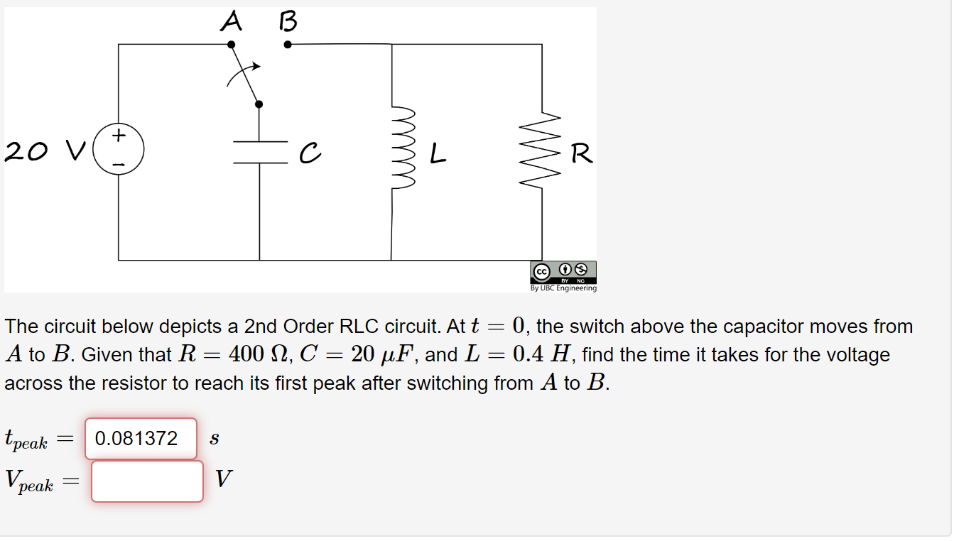 Solved The Circuit Below Depicts A 2nd Order RLC Circuit. At | Chegg.com