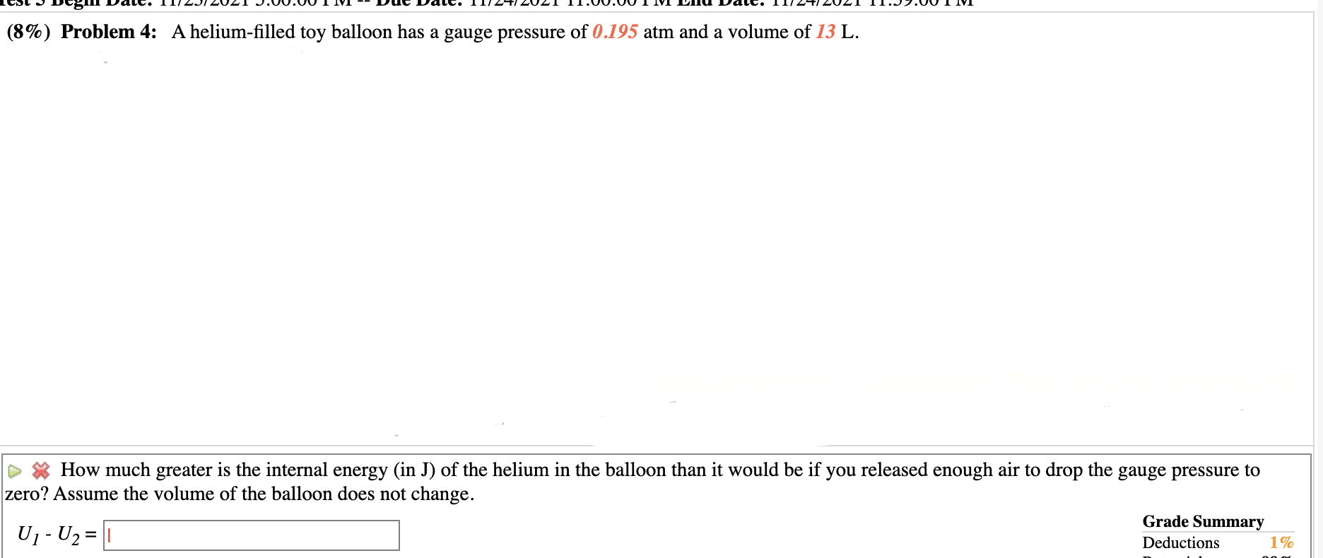 Solved (8%) Problem 4: A Helium-filled Toy Balloon Has A 