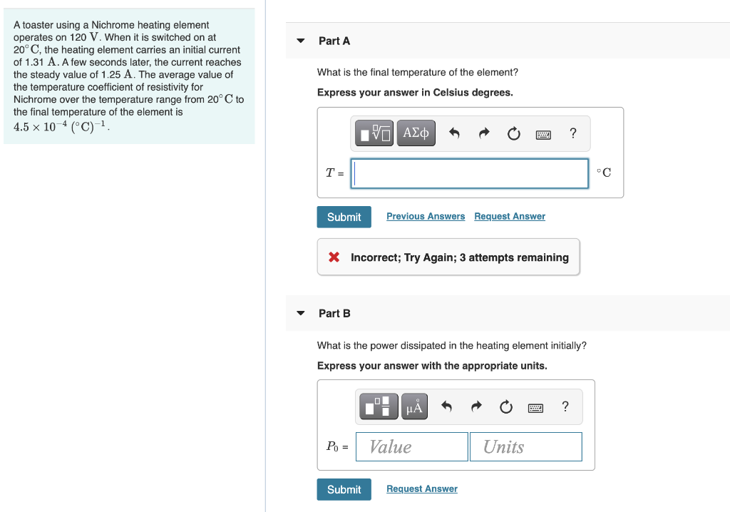 Solved Part A A toaster using a Nichrome heating element