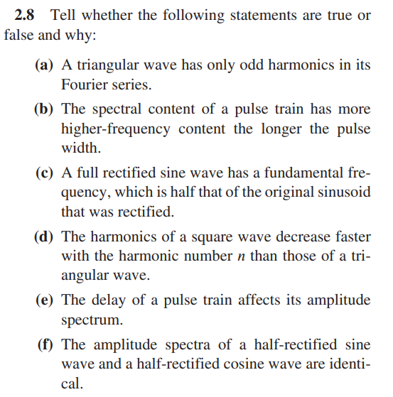 Solved 2.8 Tell whether the following statements are true or