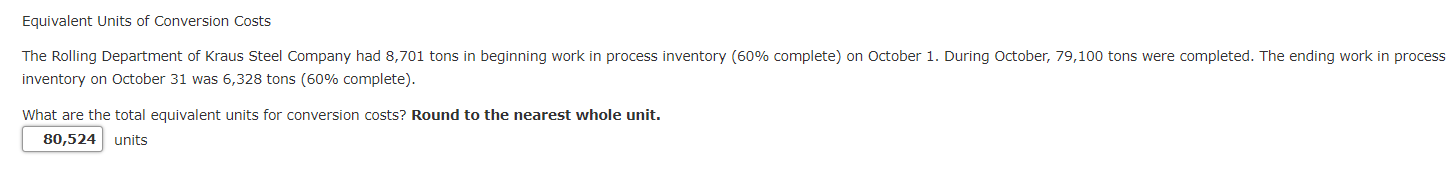 Solved Equivalent Units of Materials Cost The Rolling | Chegg.com