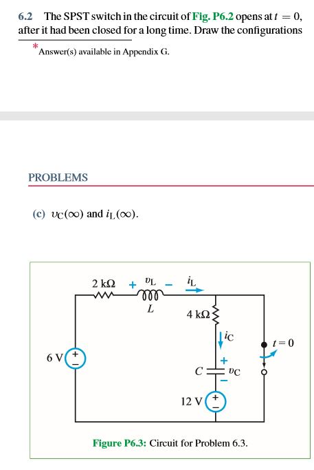Solved 6.2 The SPST switch in the circuit ofFig. P6.2 opens | Chegg.com