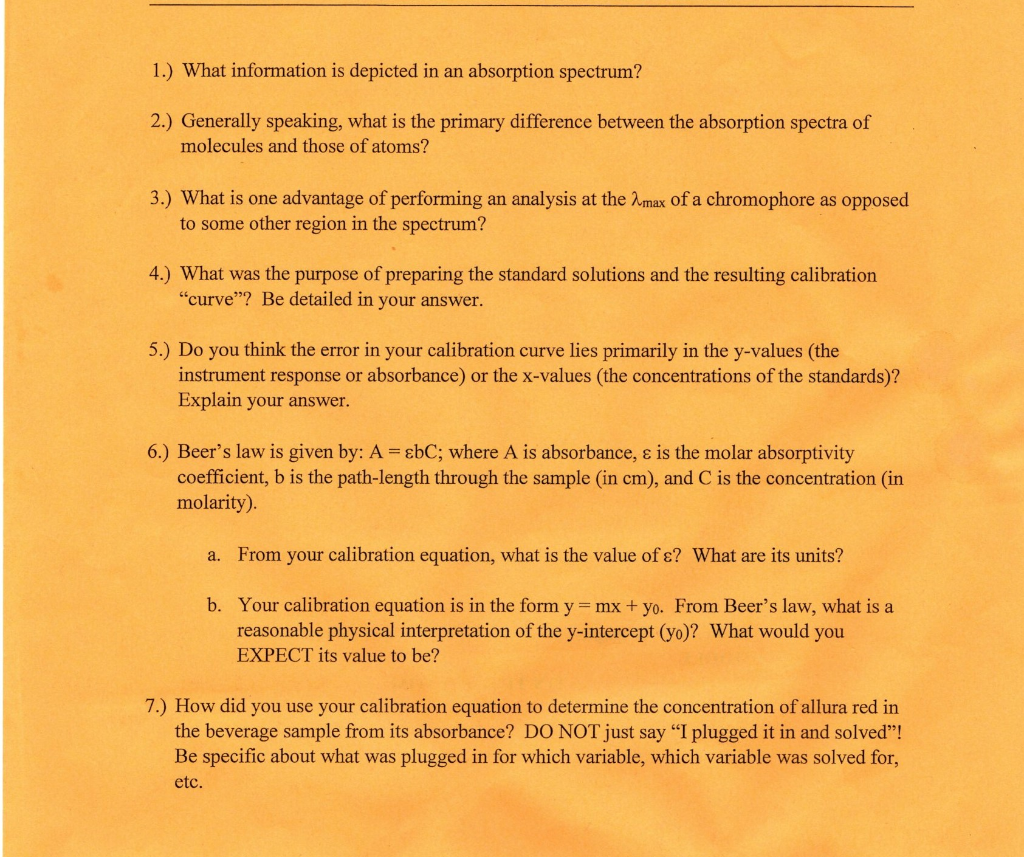 Solved 1.) What information is depicted in an absorption | Chegg.com