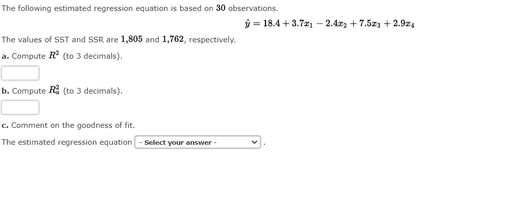 Solved The Following Estimated Regression Equation Is Based | Chegg.com