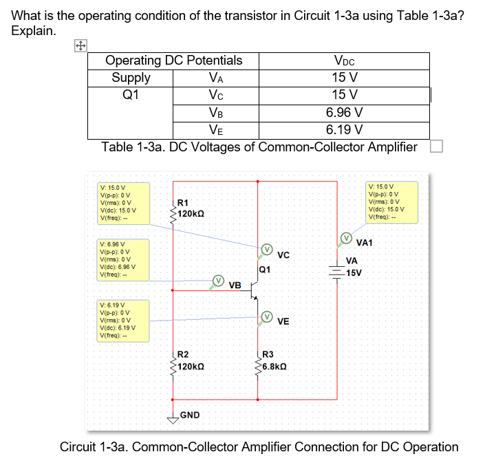 Solved What is the operating condition of the transistor in | Chegg.com