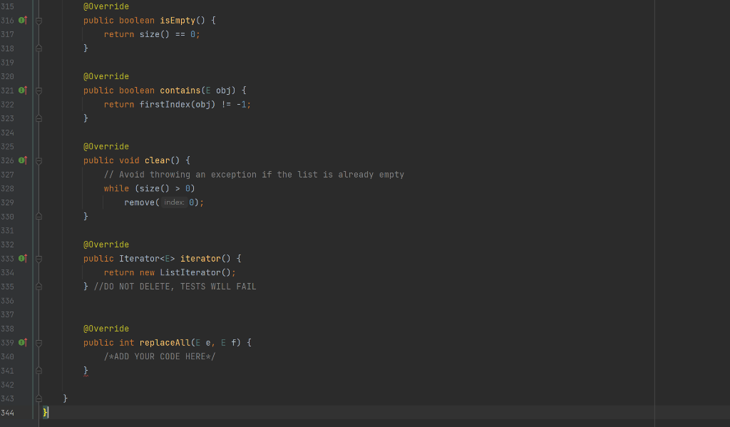 Solved JAVA: Consider a member method replaceAll() for the | Chegg.com image.
