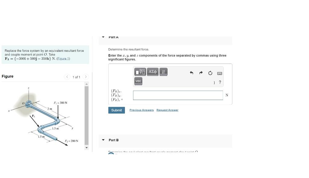 Solved Replace the force system by an equivalent resultant | Chegg.com