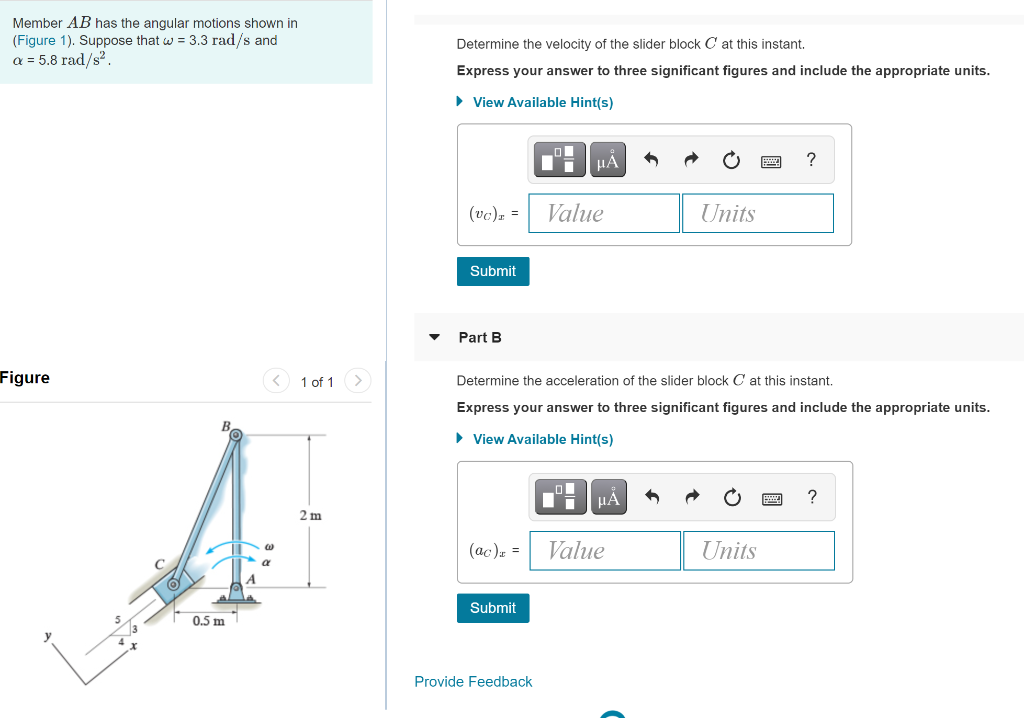 Solved Member AB has the angular motions shown in (Figure | Chegg.com