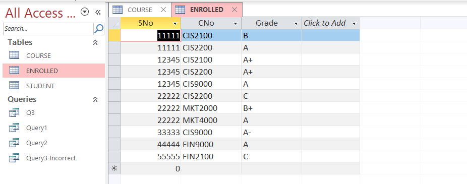 Solved Use the CollegeDB database posted in BB. Step 1 Add | Chegg.com