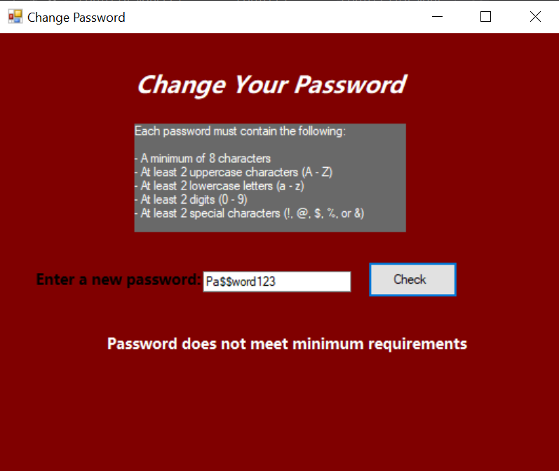 Password must contain letters and numbers