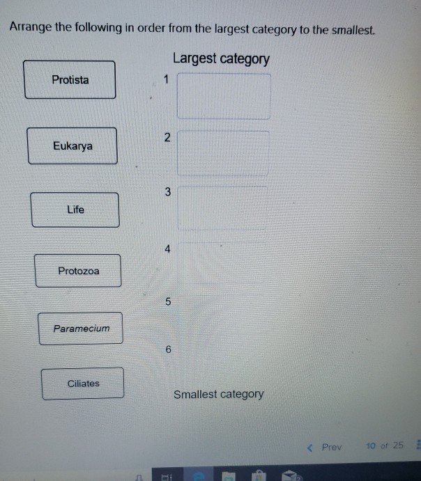 Solved Arrange the following in order from the largest | Chegg.com