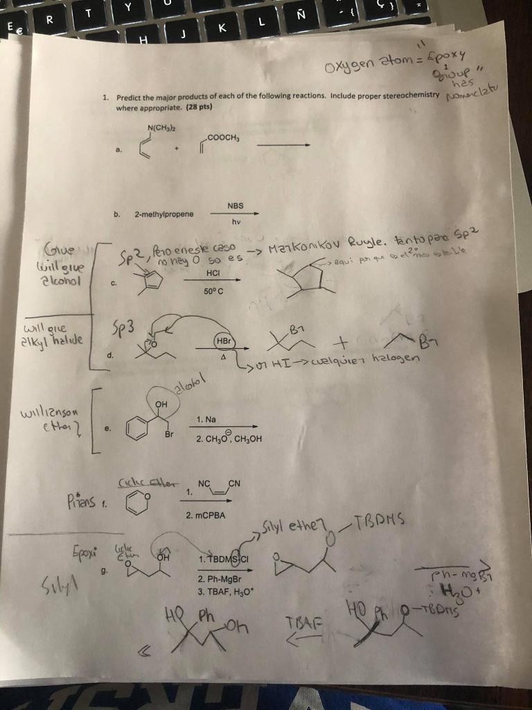 Solved T R N K J 1 Predict The Major Products Of Each O Chegg Com