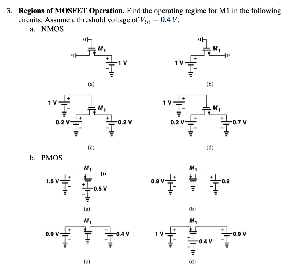 Solved Regions of MOSFET Operation. Find the operating