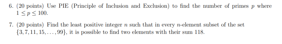 Solved 6. (20 points) Use PIE (Principle of Inclusion and | Chegg.com
