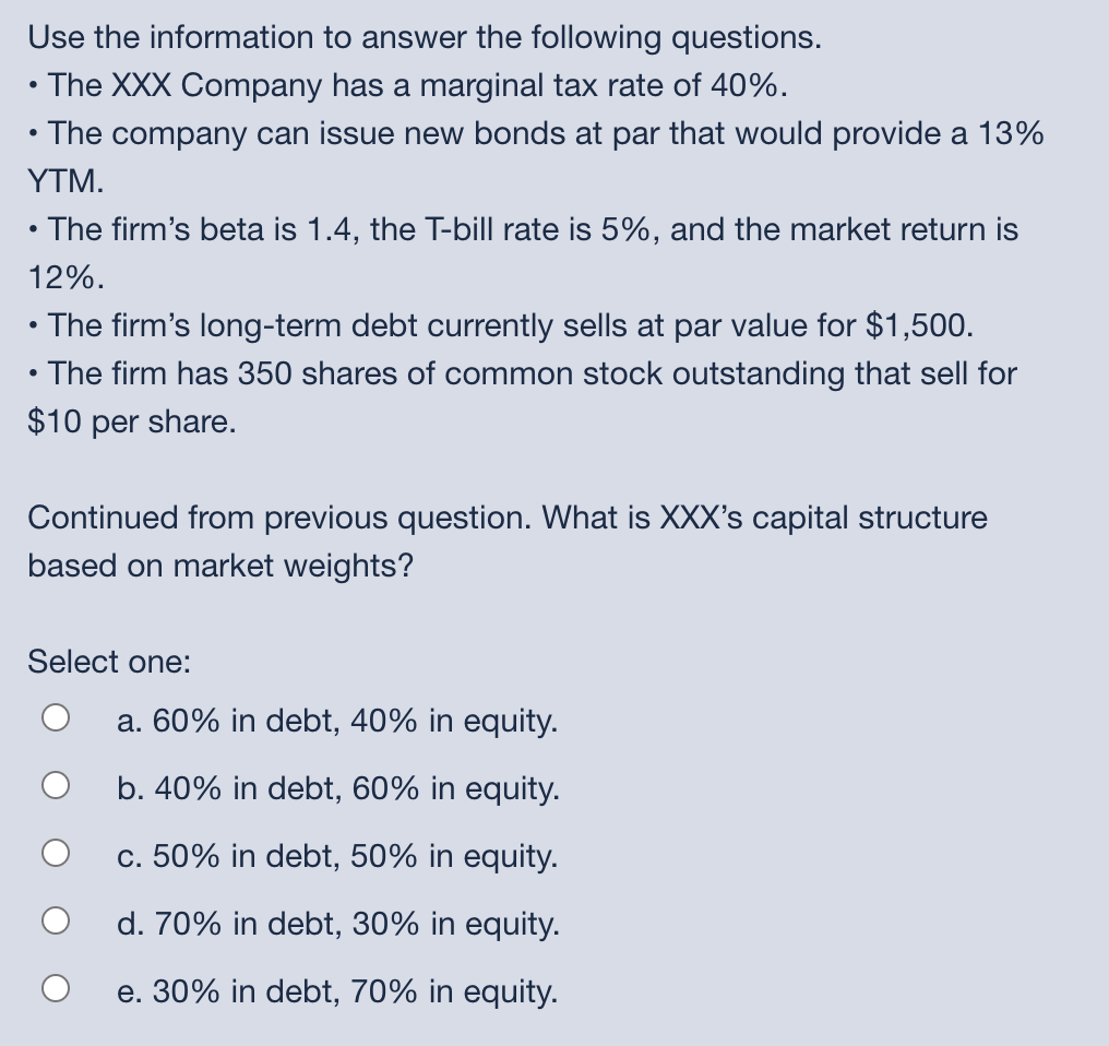 Solved Use the information to answer the following | Chegg.com