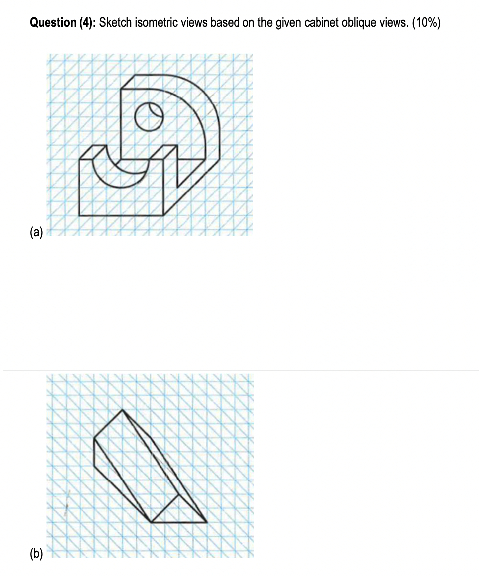 Solved Question (4): Sketch isometric views based on the | Chegg.com