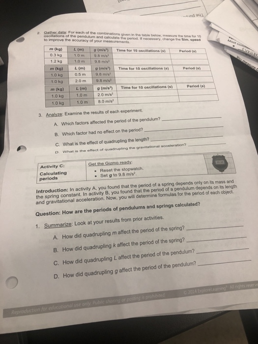 Gizmo Lab Simple Harmonic Motion Username