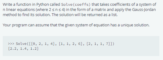 Solved 1. Gauss Jordan Method To Solve A System Of Linear | Chegg.com