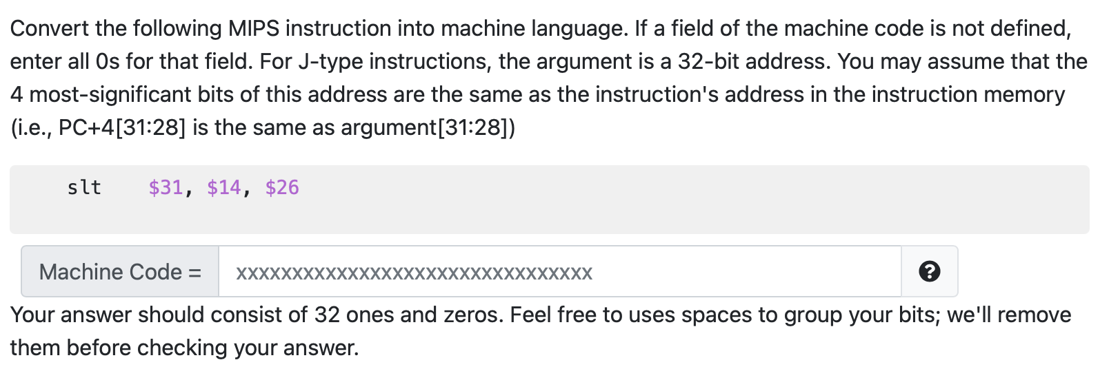 Solved Convert the following MIPS instruction into machine | Chegg.com