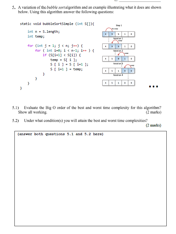 Solved 5. A Variation Of The Bubble Sort Algorithm And An | Chegg.com