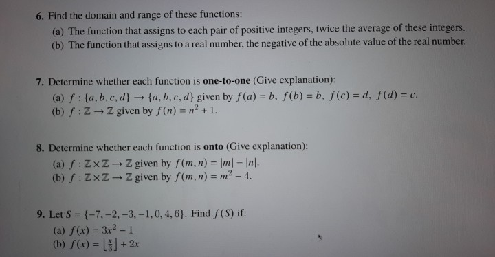 Solved 6. Find the domain and range of these functions: (a) | Chegg.com