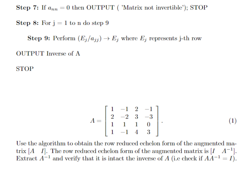 Create a MATLAB function that will return the inverse | Chegg.com