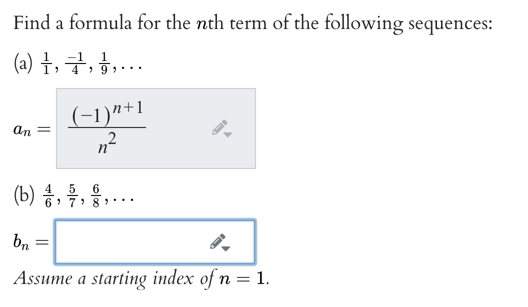 Solved Find a formula for the nth term of the following | Chegg.com
