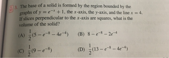 Solved . The base of a solid is formed by the region bounded | Chegg.com