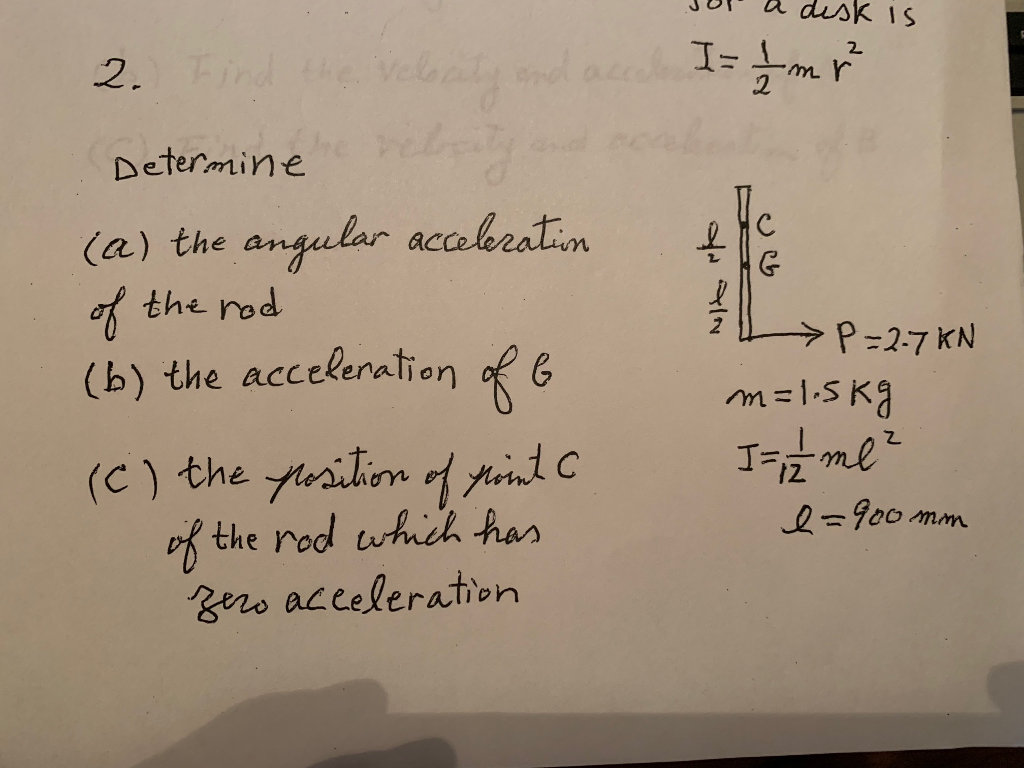 Solved Determine the angular acceleration of the rod | Chegg.com