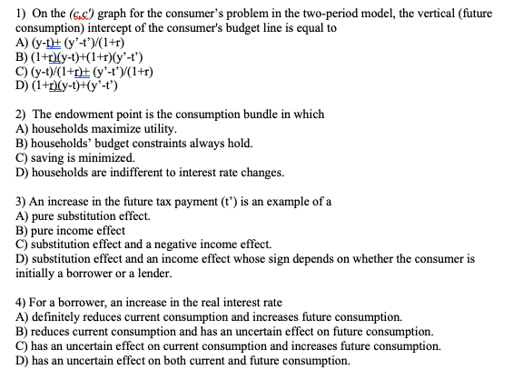 Solved 1) On the (c.c) graph for the consumer's problem in | Chegg.com