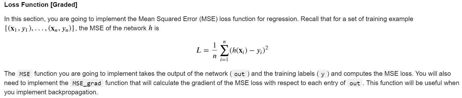 Loss Function (Graded] In this section, you are going | Chegg.com