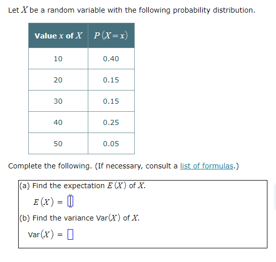 Solved Let X be a random variable with the following | Chegg.com