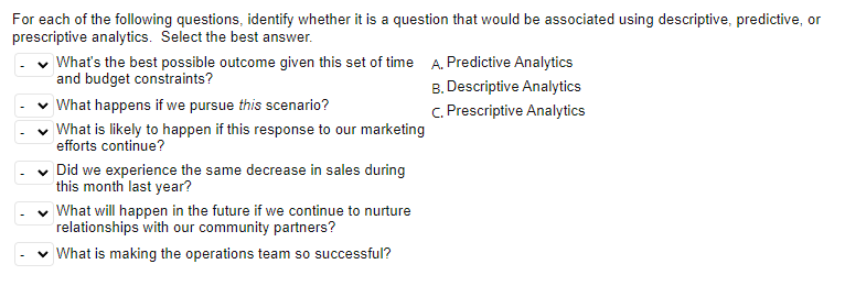 Solved For each of the following questions, identify whether | Chegg.com