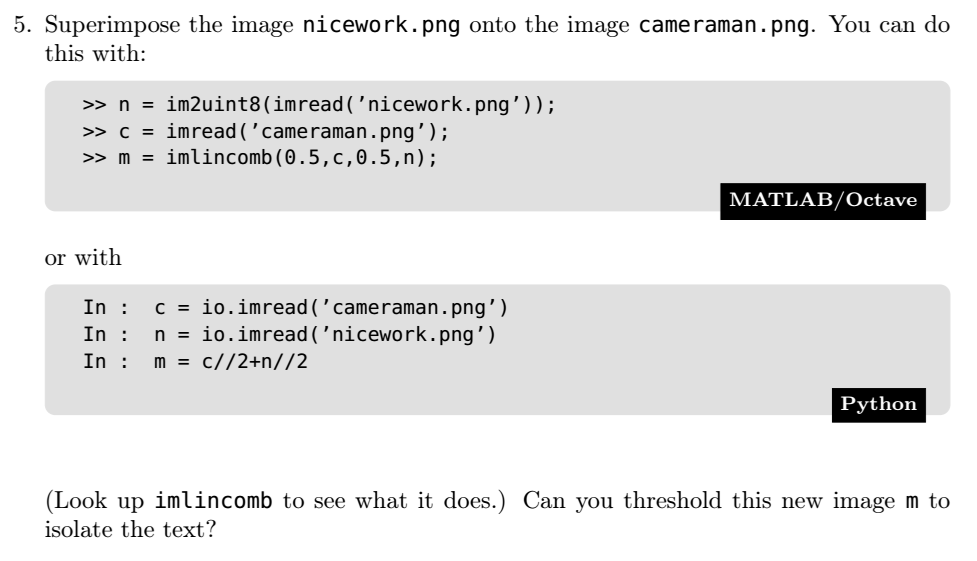 5. Superimpose the image nicework.png onto the image | Chegg.com