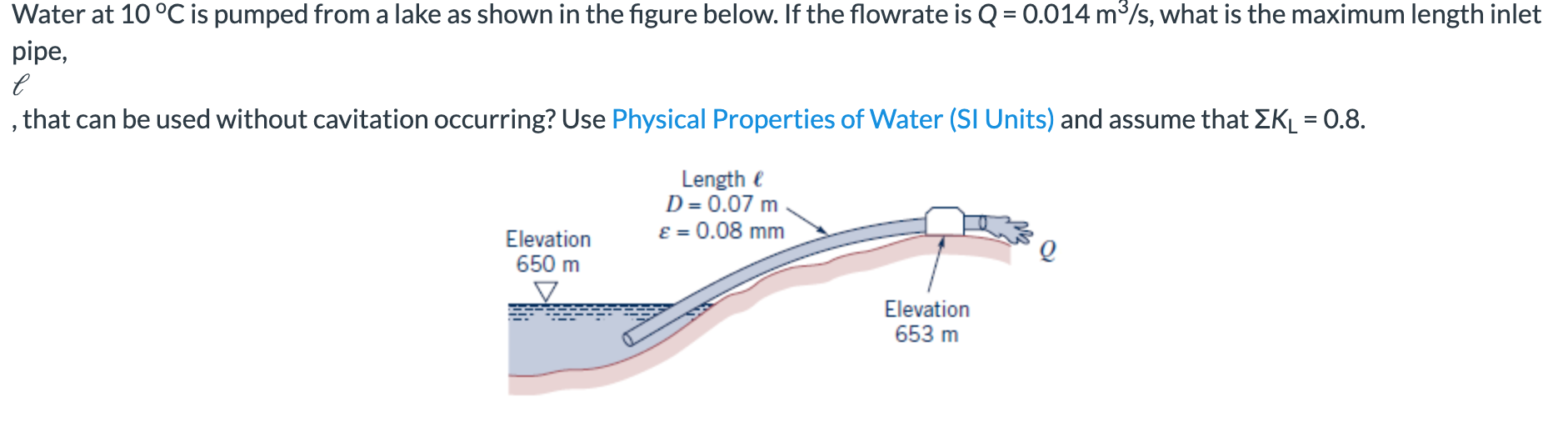 Solved Water at 10 oC is pumped from a lake as shown in the | Chegg.com