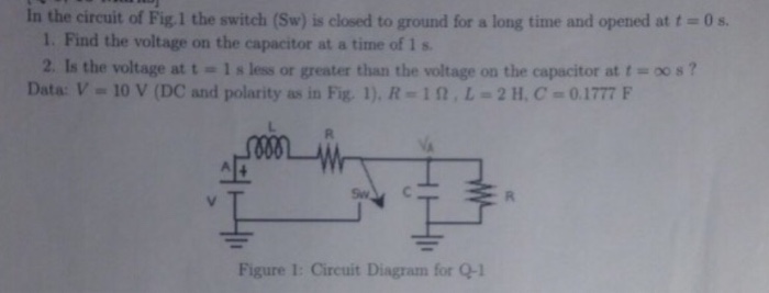Solved in the circuit of Fig. 1 the switch (Sw) is closed to | Chegg.com