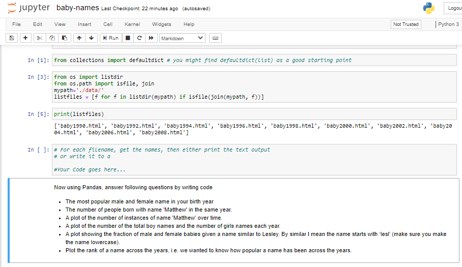 jupyter baby names Last Checkpoint: 22 minutes ago | Chegg.com