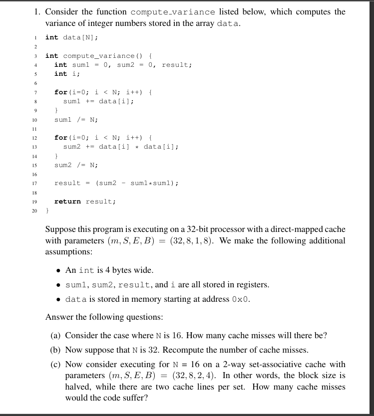 Solved Consider the function compute_variance listed below, | Chegg.com