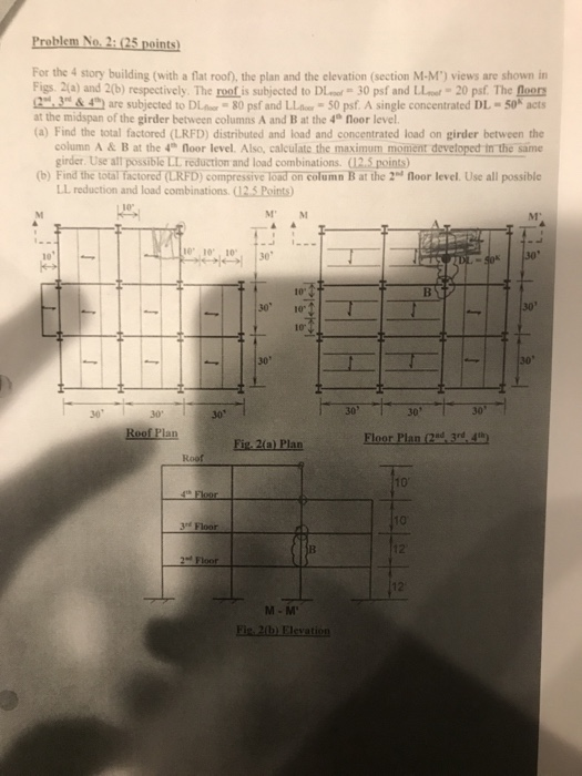Problem No. 2: (25 points) For the 4 story building | Chegg.com