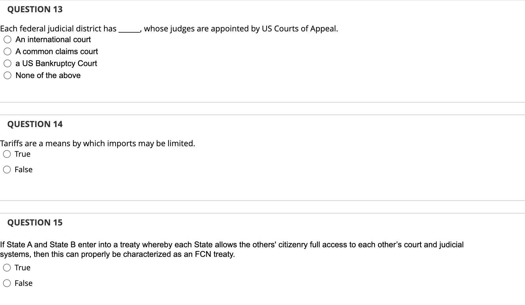 Solved QUESTION 13 Each Federal Judicial District Has An | Chegg.com