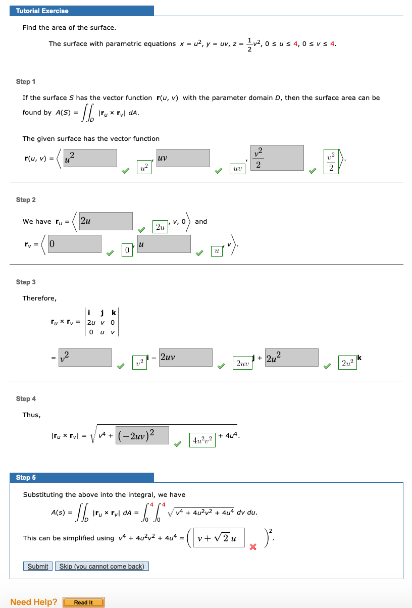 Solved Tutorial Exercise Find the area of the surface. The | Chegg.com