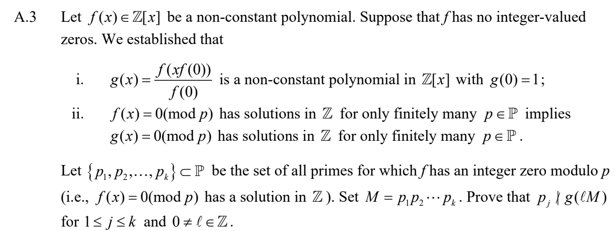Solved A 3 Let F X Z X Be A Non Constant Polynomial Chegg Com