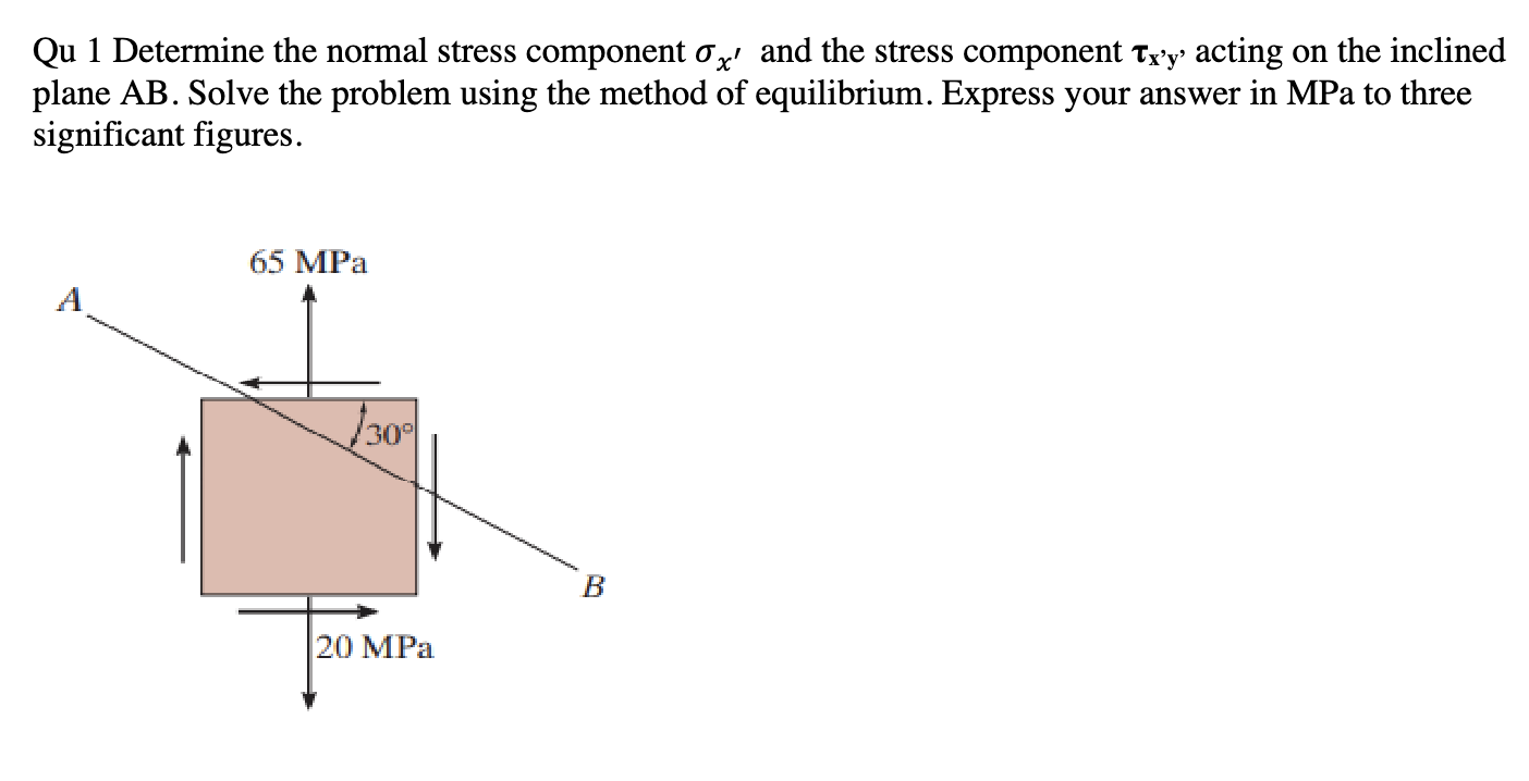 Solved Show me the steps to solve Qu 1 ﻿Determine the normal | Chegg.com